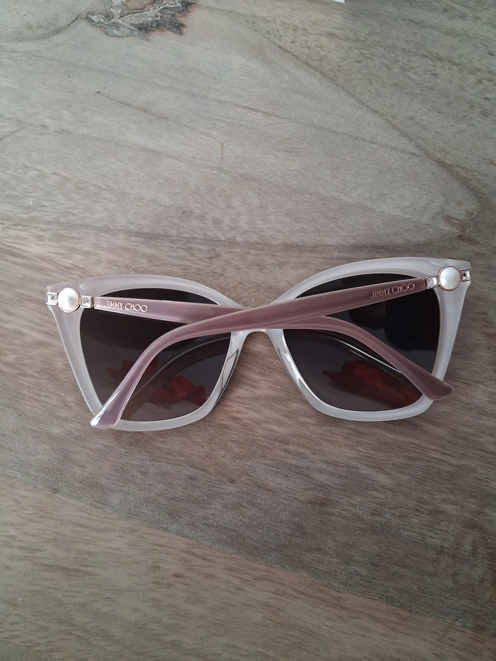 Jimmy Choo Mauve Cat-Eye Sunglasses with Cream Case
